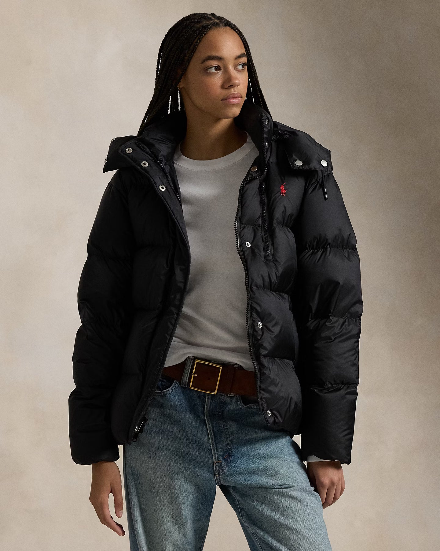Water-Repellent Quilted Down Jacket - Polo Black