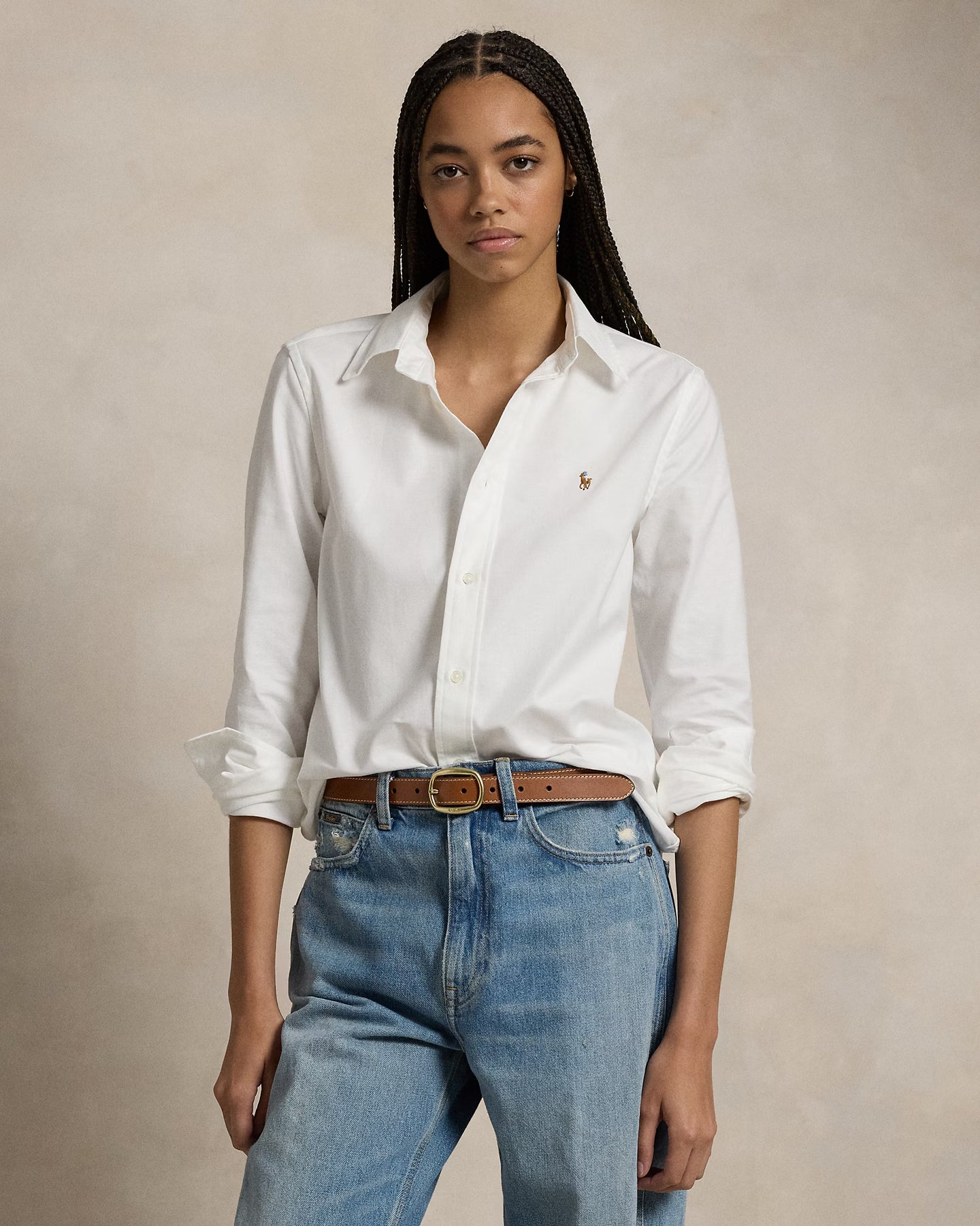 The Iconic Stretch Slim Fit Oxford Shirt - Bsr White