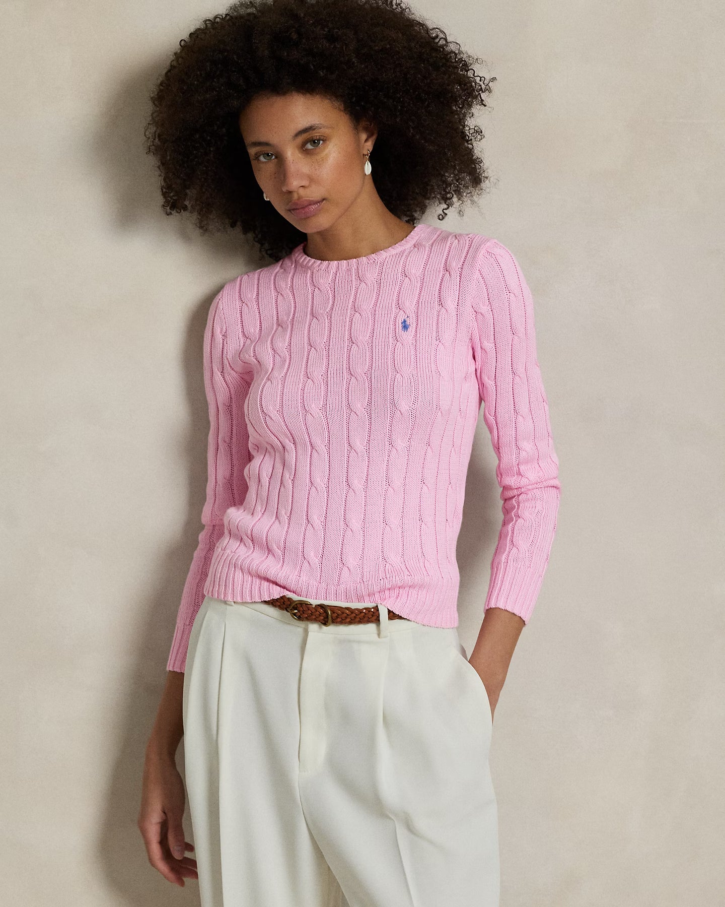 Julianna Long Sleeve Cotton Pullover - Carmel Pink