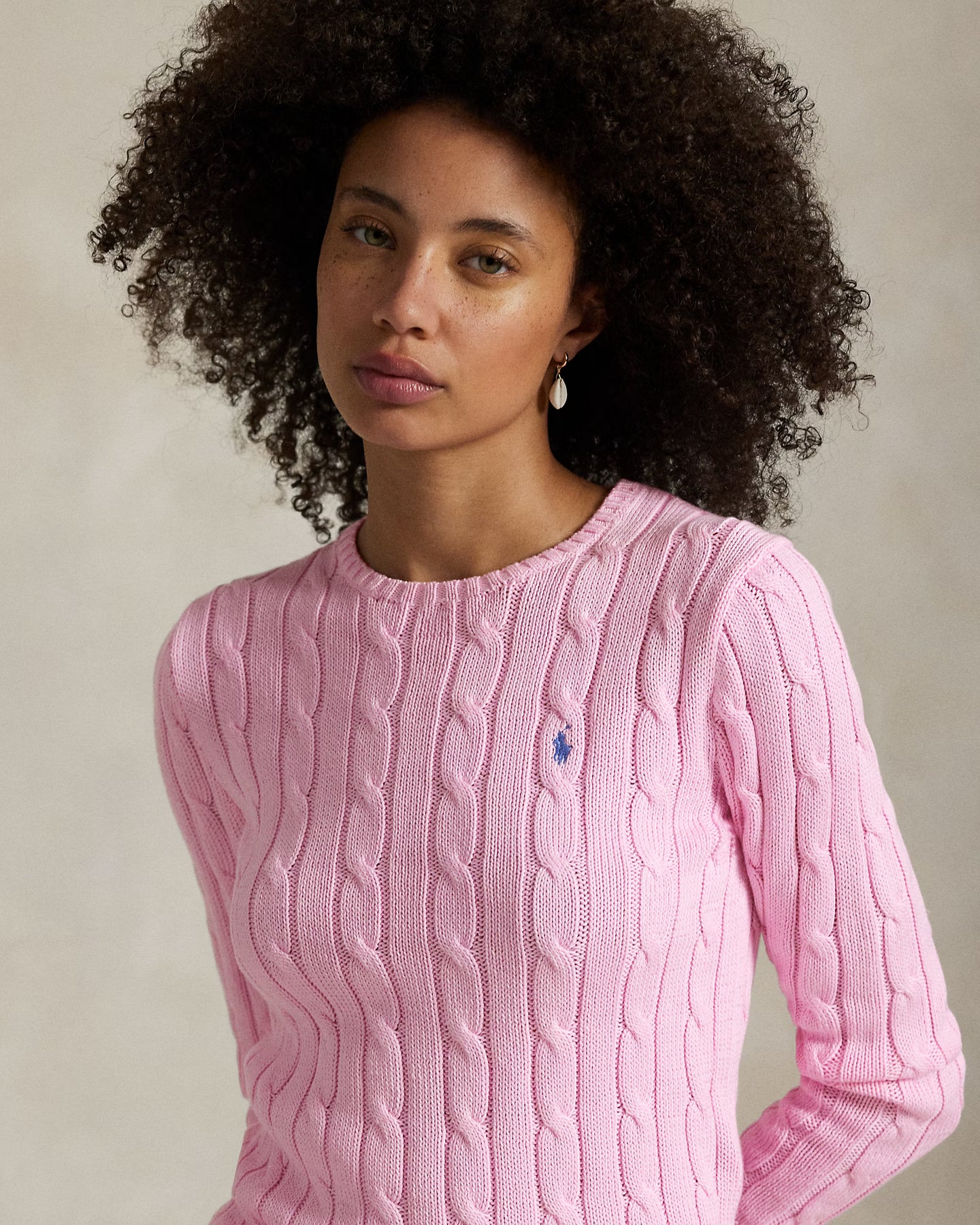 Julianna Long Sleeve Cotton Pullover - Carmel Pink