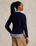 Cable-Knit Wool-Cashmere Cardigan - Hunter Navy