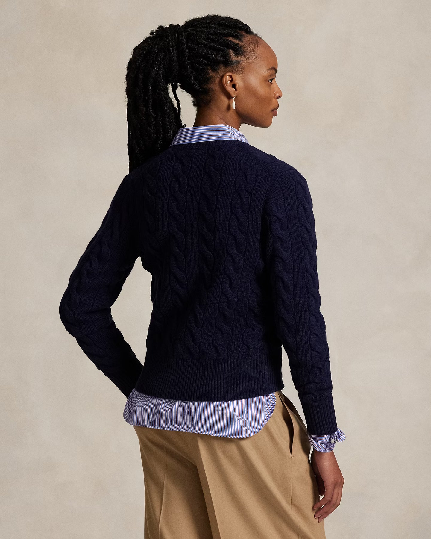 Cable-Knit Wool-Cashmere Cardigan - Hunter Navy