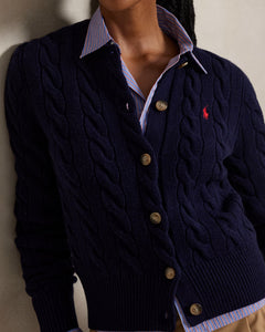 Cable-Knit Wool-Cashmere Cardigan - Hunter Navy