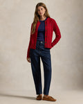 Cable-Knit Wool-Cashmere Cardigan - Fireside Red
