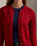 Cable-Knit Wool-Cashmere Cardigan - Fireside Red