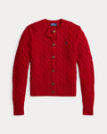 Cable-Knit Wool-Cashmere Cardigan - Fireside Red