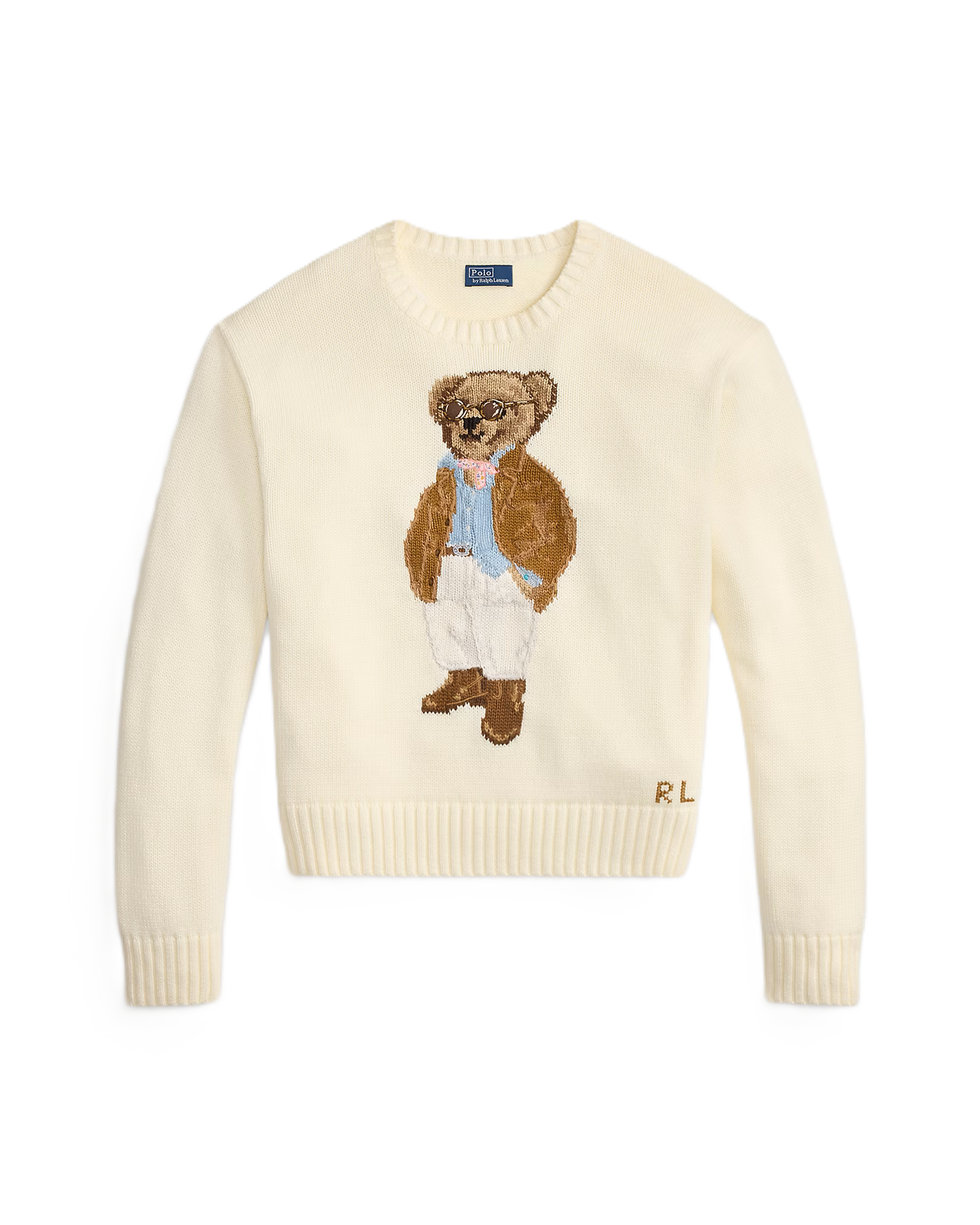 Polo Bear Cotton Crewneck Sweater - Parchment Cream