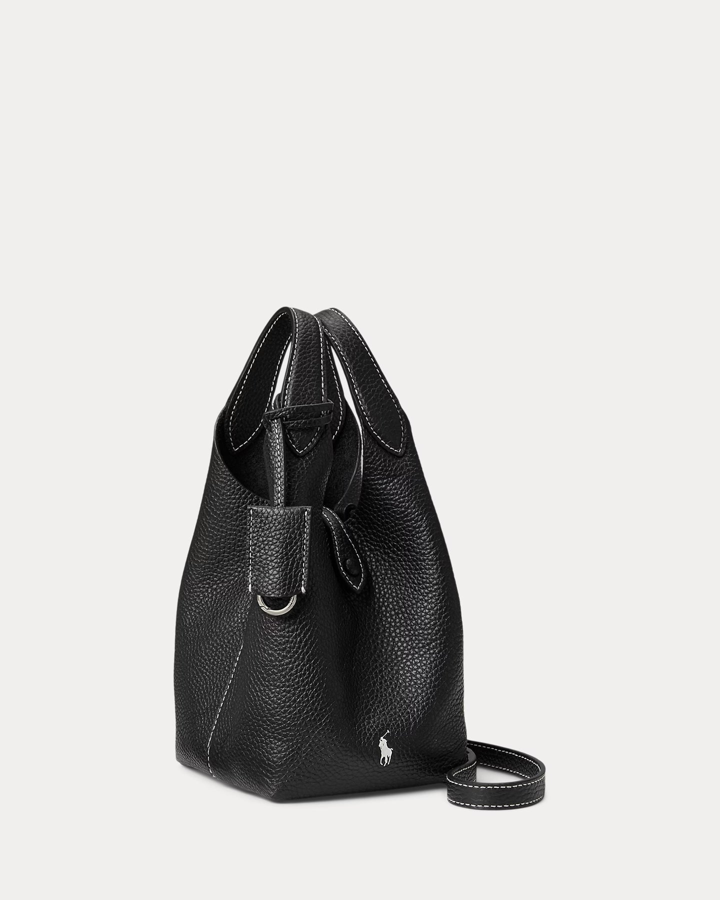 Polo Play Leather Small Tote & Crossbody - Black