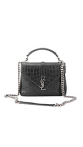 Saint Laurent College Medium Croc Bag - Black