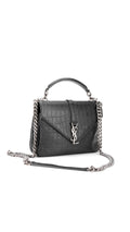 Saint Laurent College Medium Croc Bag - Black