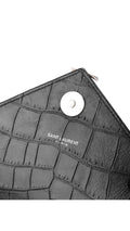 Saint Laurent College Medium Croc Bag - Black