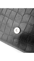 Saint Laurent College Medium Croc Bag - Black