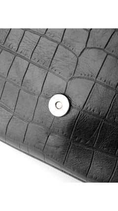 Saint Laurent College Medium Croc Bag - Black