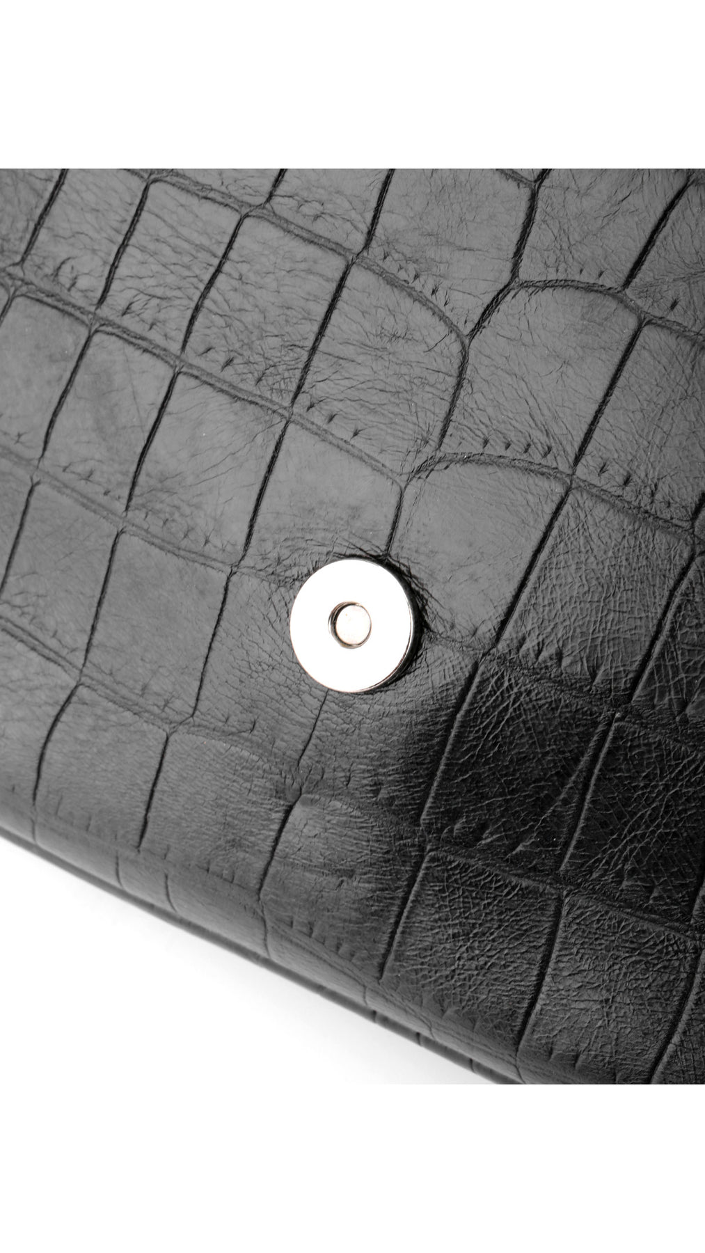 Saint Laurent College Medium Croc Bag - Black