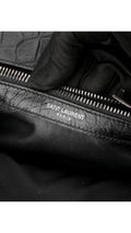 Saint Laurent College Medium Croc Bag - Black