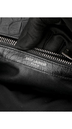 Saint Laurent College Medium Croc Bag - Black