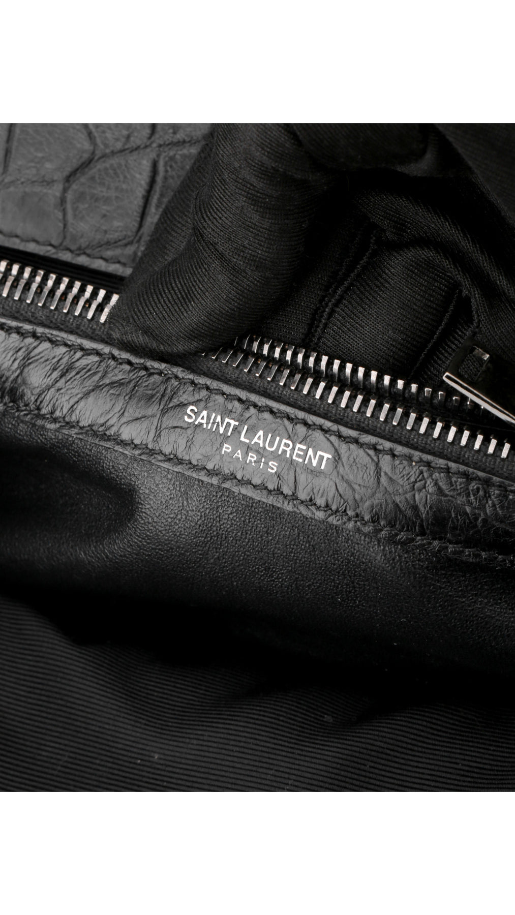 Saint Laurent College Medium Croc Bag - Black