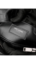 Saint Laurent College Medium Croc Bag - Black