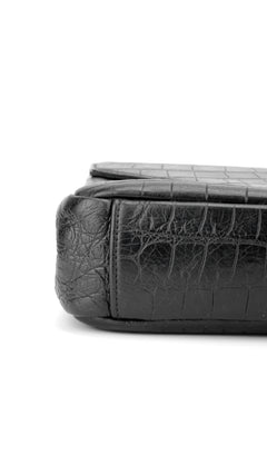 Saint Laurent College Medium Croc Bag - Black