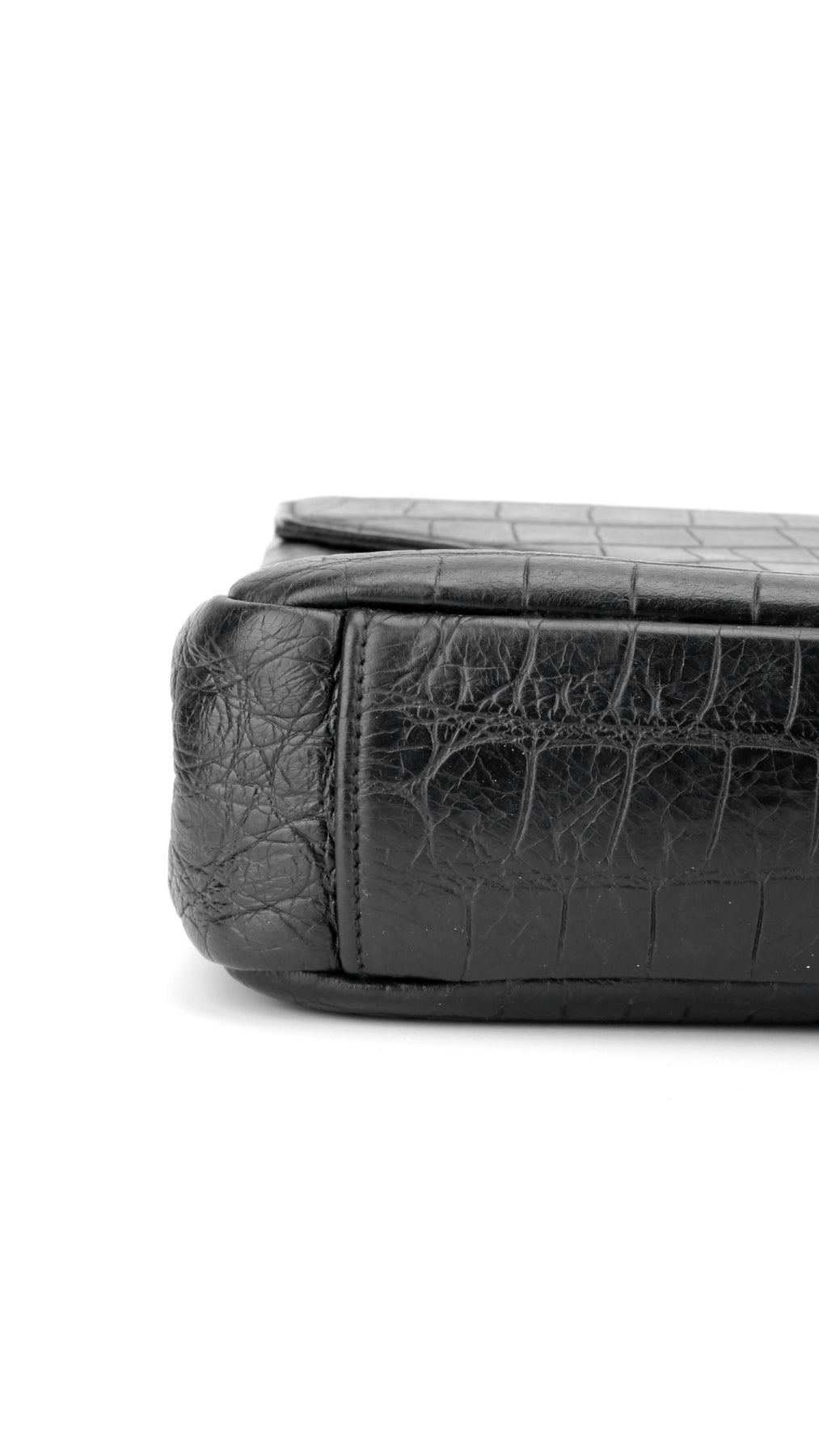 Saint Laurent College Medium Croc Bag - Black