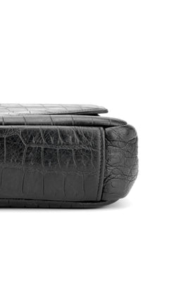 Saint Laurent College Medium Croc Bag - Black
