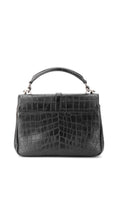Saint Laurent College Medium Croc Bag - Black