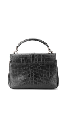 Saint Laurent College Medium Croc Bag - Black