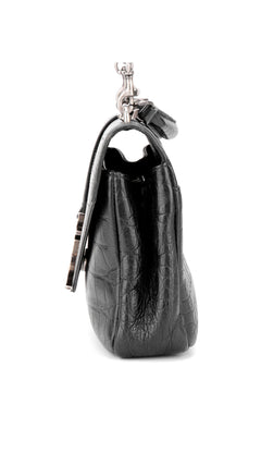 Saint Laurent College Medium Croc Bag - Black