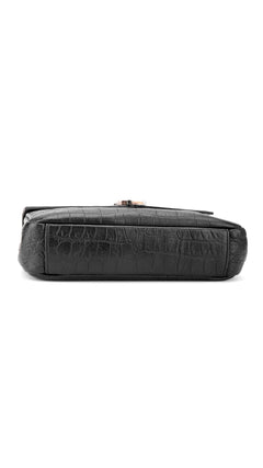 Saint Laurent College Medium Croc Bag - Black