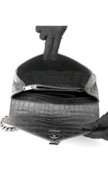 Saint Laurent College Medium Croc Bag - Black