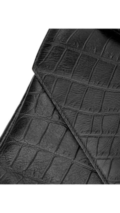 Saint Laurent College Medium Croc Bag - Black