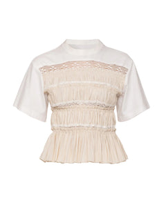 Parcie Crinkle S/Slv Top - Cream