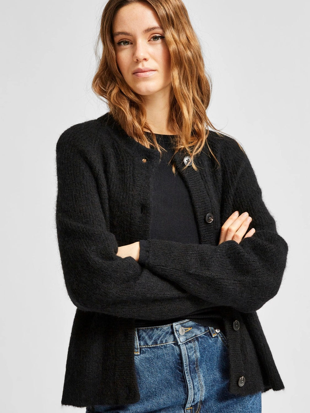 Lulu LS Knit Short Cardigan - Black