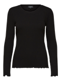 Anna Ls Crew Neck Tee S - Black