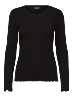 Anna Ls Crew Neck Tee S - Black