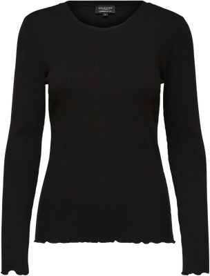 Anna Ls Crew Neck Tee S - Black