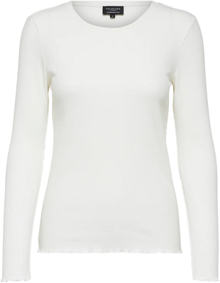 Anna Ls Crew Neck Tee S - Snow White