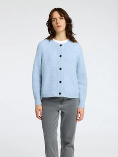 Lulu Ls Knit Short Cardigan B Noos - Cashmere Blue Melange