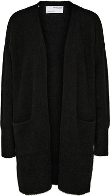 Lulu New Ls Knit Long Cardigan - Black