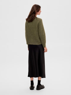 Lulu Ls Knit Short Cardigan - Dusky Green