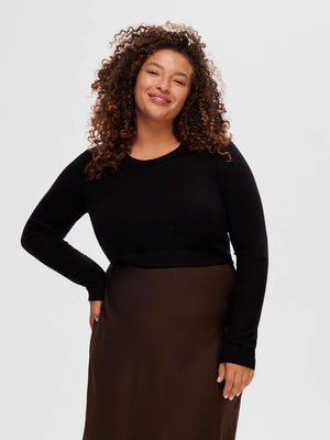 Dianna Ls O-Neck Top - Black