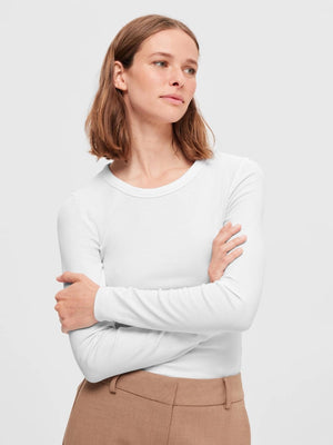 Dianna Ls O-Neck Top - Bright White