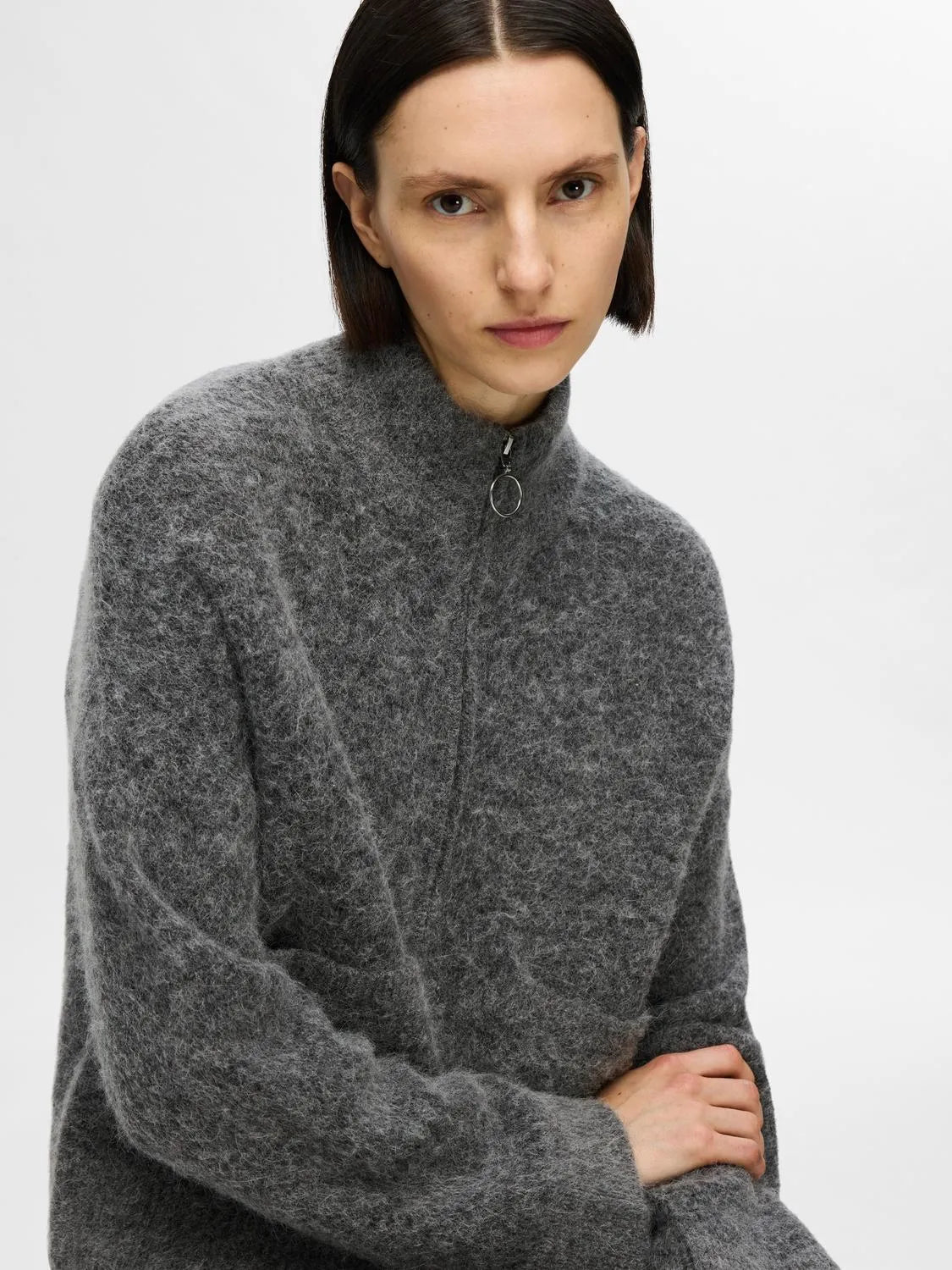 11475616 Slfsia Ras Ls Knit Zipper Cardigan