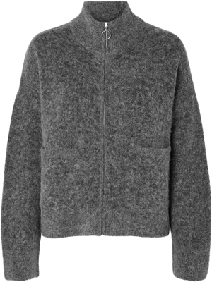 Sia Ras LS Knit Zipper Cardigan - Medium Grey Melange