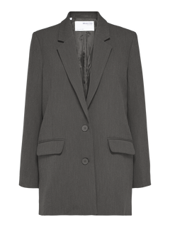 Rita Ls Relaxed Blazer - Dark Grey Melange