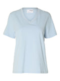 Essential Ss V-Neck Tee - Cashmere Blue