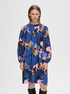 Mariette Ls Aop Short Dress - Dark Sapphire Aop