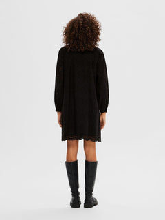 Tatiana Ls Short Embr Dress - Black
