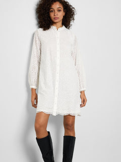 Tatiana Ls Short Embr Dress - Bright White