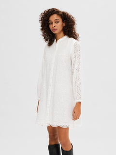 Tatiana Ls Short Embr Dress - Bright White